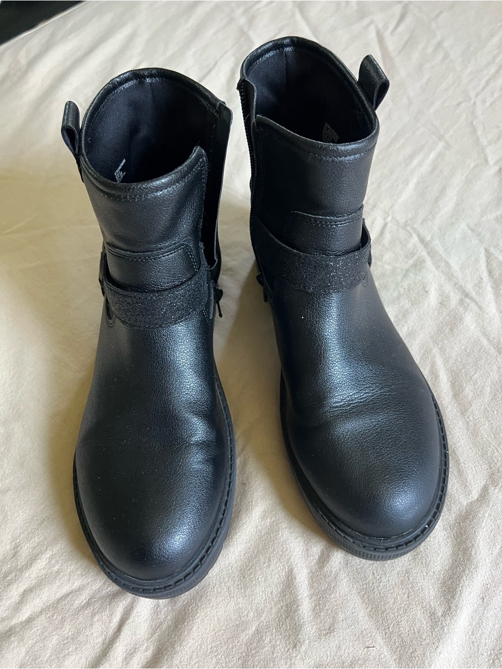 wonder nation Black Girls Pull-On Ankle Boots with Strap
